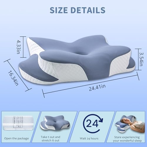 Mckkymi Memory Foam Cervical Pillow - Cooling Side Sleeper with Two Heights