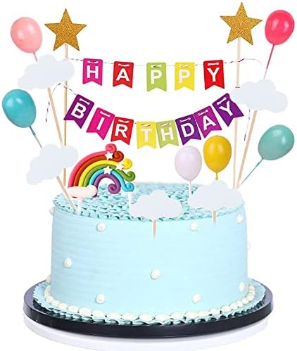 MEMOVAN 15pcs Rainbow Cake Toppers Birthday Decor