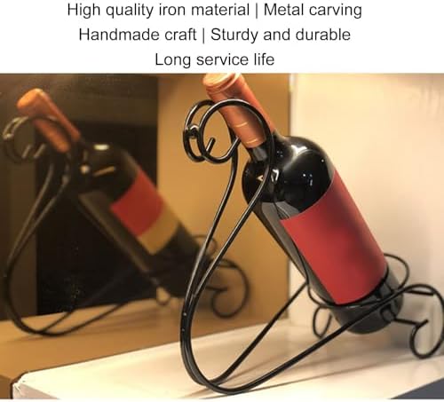 Cyrank Metal Wine Bottle Holder Black Tabletop Wine Rack