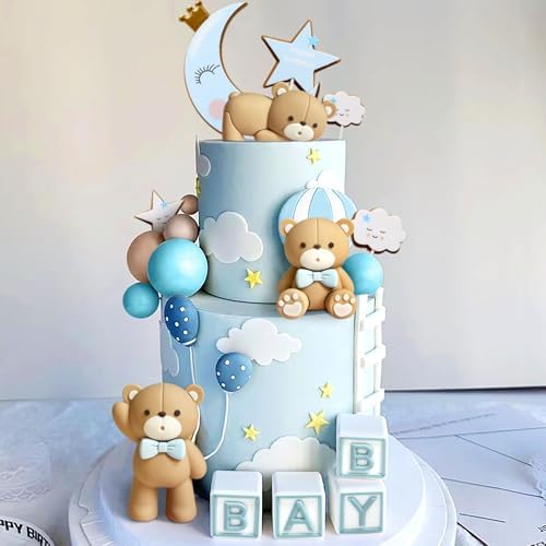 JeVenis Blue Bear Cake Decor Set