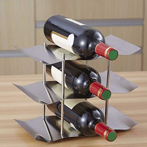TeamSky 3-Tier Stainless Steel Wine Rack for Kitchen Bar Wine Cellar
