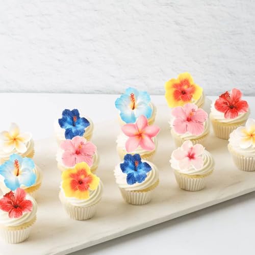 ZHUOWEISM 56 PCS Edible Flowers Cupcake Toppers