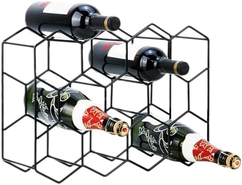 QWORK Modern 14 Bottle Wine Rack 3 Tier Black Metal Stand