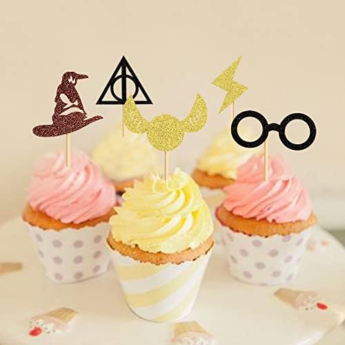 30PCS Glitter Wizard Cupcake Toppers for Birthday Decor