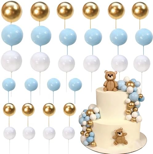 ZHUOWEISM 24 PCS Colorful Foam Ball Cake Toppers