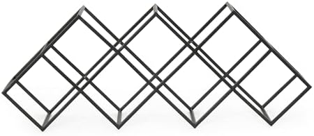 LOPOO 7 Bottle Countertop Wine Rack Modern Black Metal