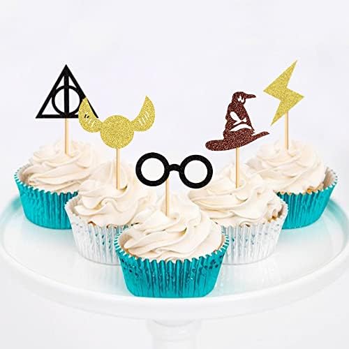30PCS Glitter Wizard Cupcake Toppers for Birthday Decor