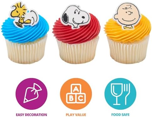 DecoPac Peanuts Characters Cupcake Rings - 24 Pack