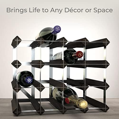 RTA Freestanding Wine Rack 16 Bottles Black Ash Pine