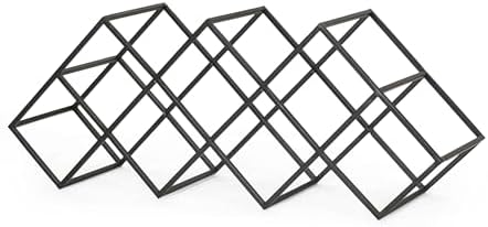 LOPOO 7 Bottle Countertop Wine Rack Modern Black Metal