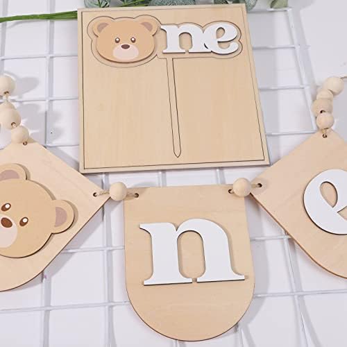 Wooden Teddy Bear Birthday Banner Decor