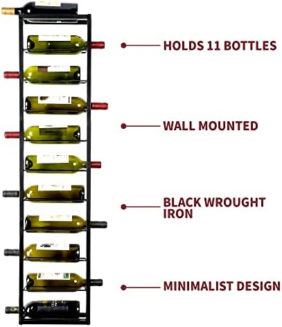 YANGSHUO Wall-Mounted Wine Rack for 10 Bottles - 4ft Vertical Organizer