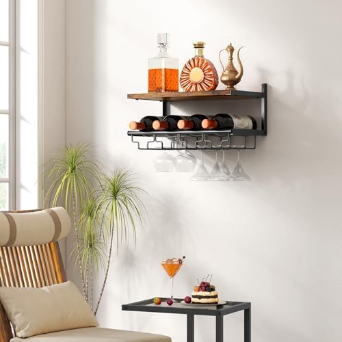 Gewudraw 2 Tiers Wall Mounted Wine Rack