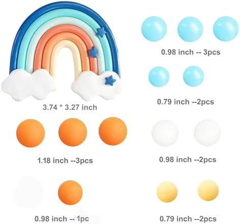 Blue Rainbow Cake Toppers 14pcs for Dog Birthday Decorations