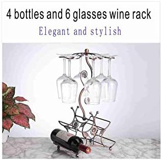 Cicodona Wine Rack 4 Bottles 6 Glasses Decor