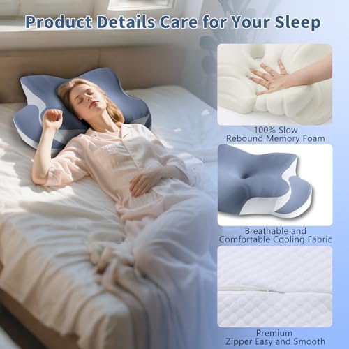 Mckkymi Memory Foam Cervical Pillow - Cooling Side Sleeper with Two Heights