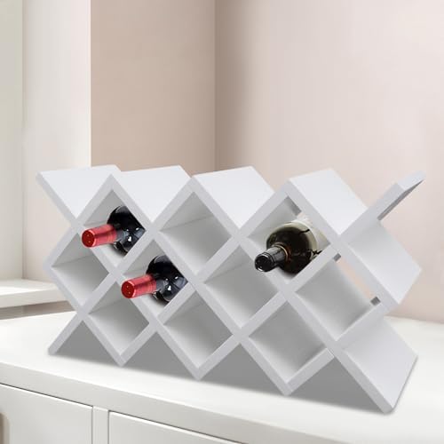 Wall-Mounted Wine Rack with 10 Compartments White