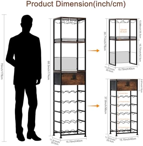 TQVAI 7-Tier Wine Rack Modular Split Design Space-Saving Floor Cabinet
