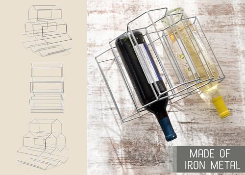 NAT Jules Honeycomb Silver Tone Wine Rack - 6 Bottle Capacity