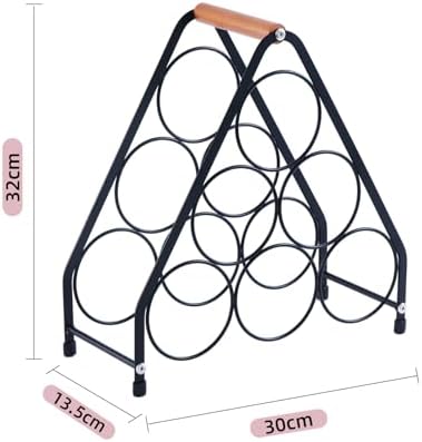 YimiBloss 6-Bottle Tabletop Wine Rack Black Triangle