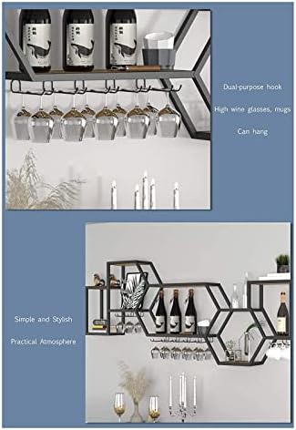 ALDEPO Wall-Mounted Wine Rack with Iron Art and Pine Wood