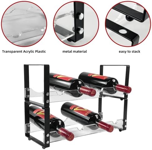 Kunzye Acrylic 3-Tier Freestanding Wine Rack - 8 Bottle Capacity