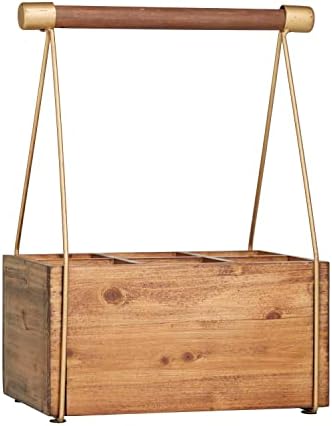 Deco 79 6 Bottle Wine Rack with Gold Accents