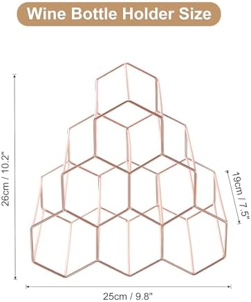 Uxcell 6 Bottle Freestanding Metal Wine Rack Rose Gold