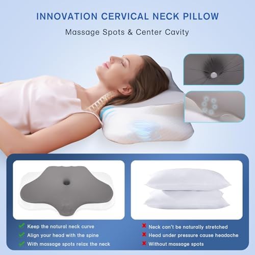Right Cervical Neck Pillow with Adjustable Height and Memory Foam Support