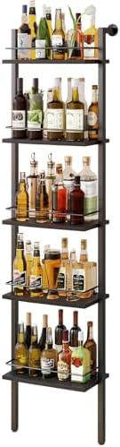 YMYNY 5-Tier Wall-Mounted Wine Rack with Fences Black 1