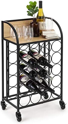 Displays2go Rolling Wine Rack - 20 Bottle Capacity