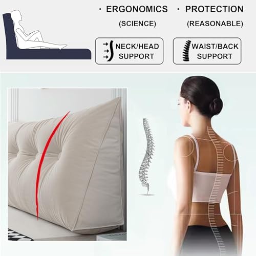 COZMAX Queen Triangular Headboard Pillow with Removable Cover