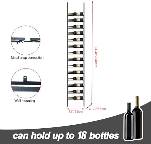 RAJYQODIS 16 Tier Freestanding Wine Rack Black