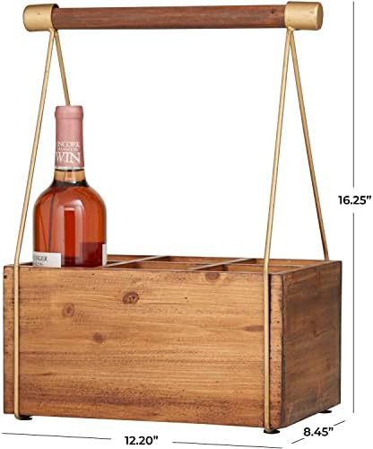 Deco 79 6 Bottle Wine Rack with Gold Accents