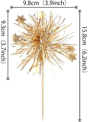 ZHUOWEISM 30PCS Foil Firework Cupcake Toppers