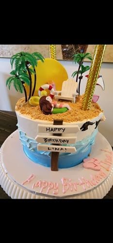 Hawaiian Beach Cake Toppers Non-Edible 8-Piece Set
