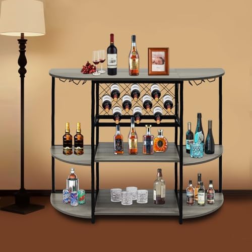QUSKLISU Wine Rack Table with LED Light