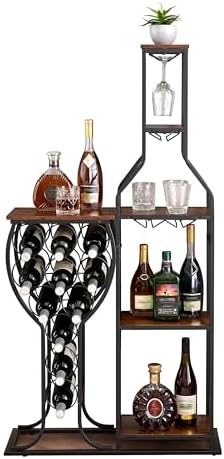 JOIN IRON Freestanding Floor Wine Rack with Goblet Shelf