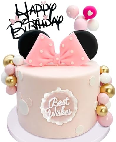 20Pcs Mouse Cake Toppers with Bows and Ears Birthday Decor