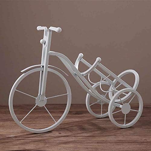 Iron Tricycle Wine Rack White Freestanding Metal Display Rack