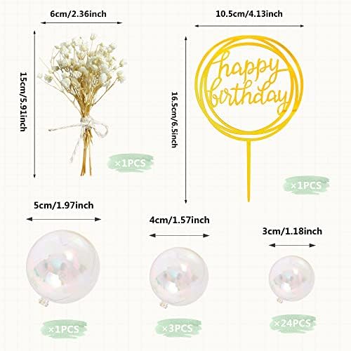 30 PCS Clear Bubble Ball Cake Toppers DIY Set