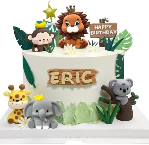 22PCS Safari Animal Cake Toppers - Jungle Wild Animals Birthday Decorations