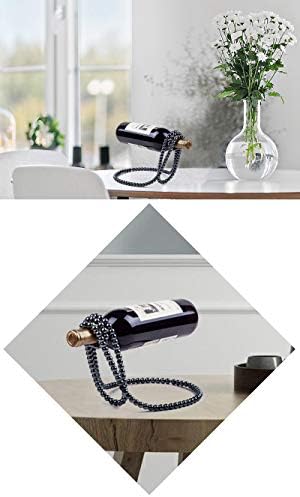 Black Artificial Pearl Necklace Wine Rack Stylish Metal Holder