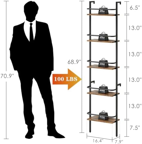 Heakrit 5-Tier Wall-Mounted Wine Rack with Fences
