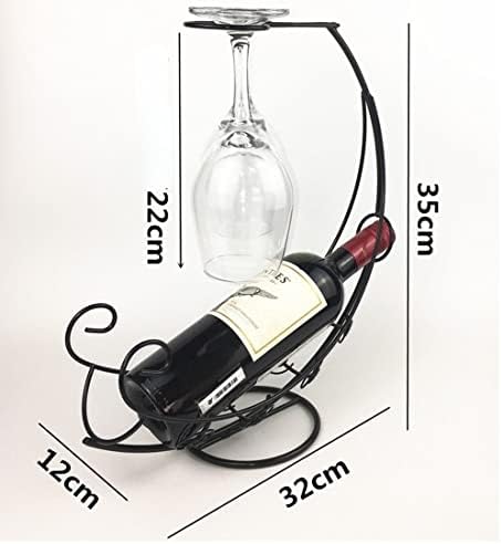 Homya Tabletop Metal Wine Rack 1 Bottle 2 Glasses