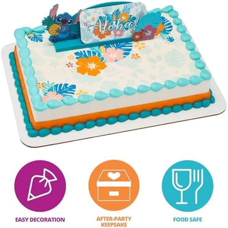 Disneys Stitch Aloha Cake Topper - Personalizable Decoration Set