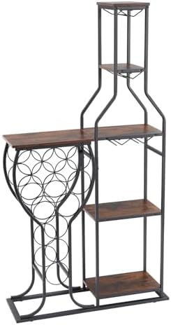 PUDDINER 5 Tier Freestanding Wine Rack with Glass Holder