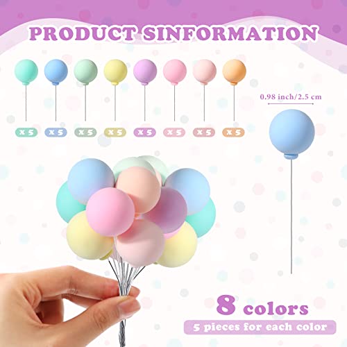 Sieral 40 Pcs Mini Balloon Cake Toppers Colorful