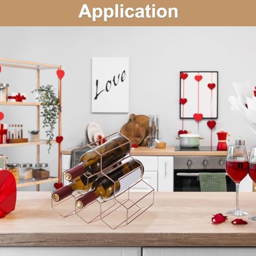 Uxcell 6 Bottle Freestanding Metal Wine Rack Rose Gold