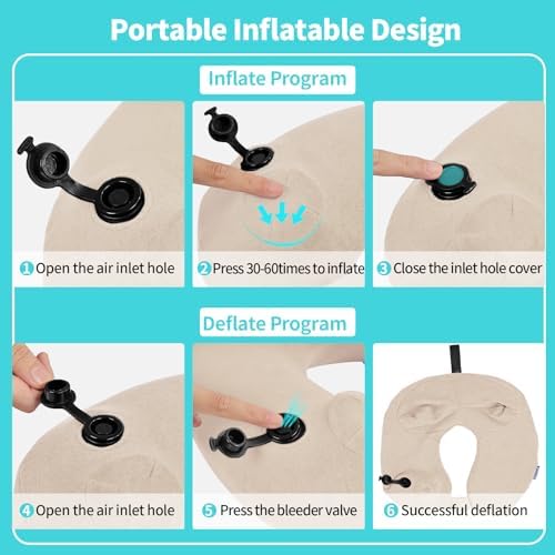 Glyzia Inflatable Neck Pillow with Eye Mask and Earplugs